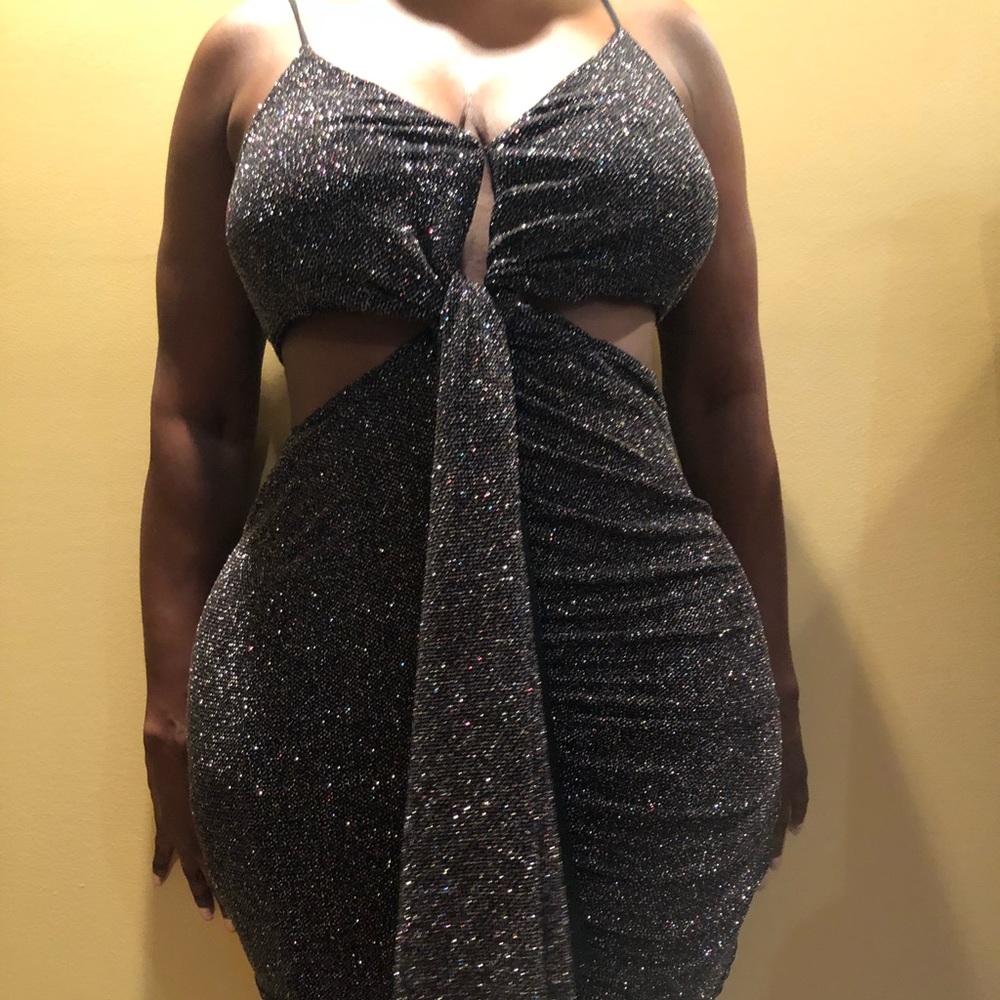Glitter dress with cut outs